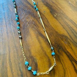 Stella & Dot Turquoise and Gold Long Necklace